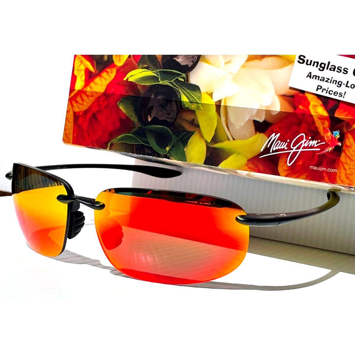 Maui Jim Hookipa XL Matte Black Polarized Lava Ruby Lens Sunglass RM456-02A