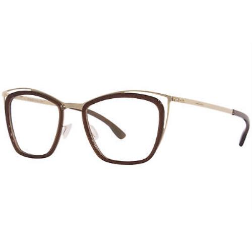 Ic Berlin Louisa Eyeglasses Women`s Rose Gold/mahogany Full Rim Cat Eye 47mm