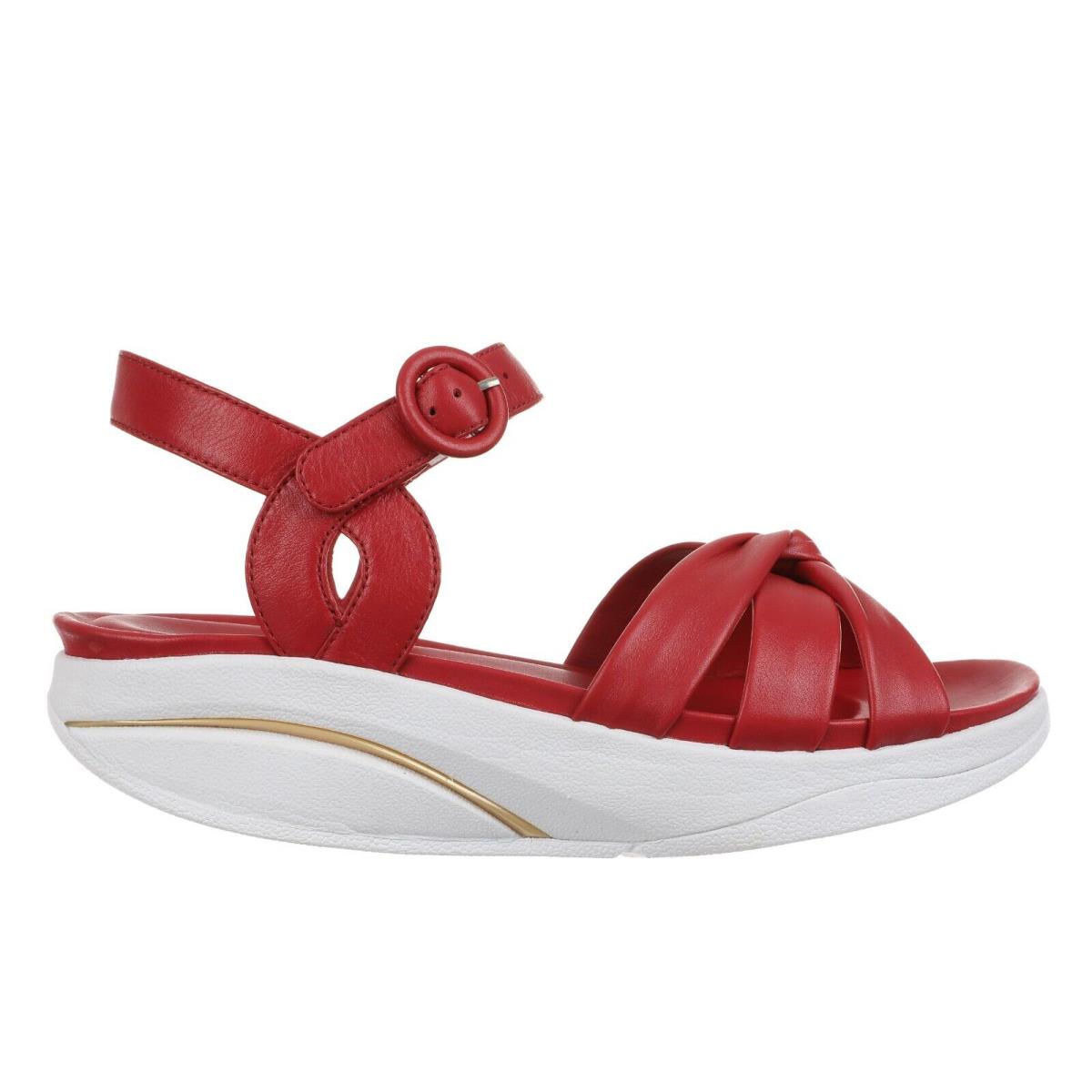 Mbt Kaweria 6 7 Women`s Dress Summer Sandal Buckle Strap Leather 4 Colors Kaweria 7- Red