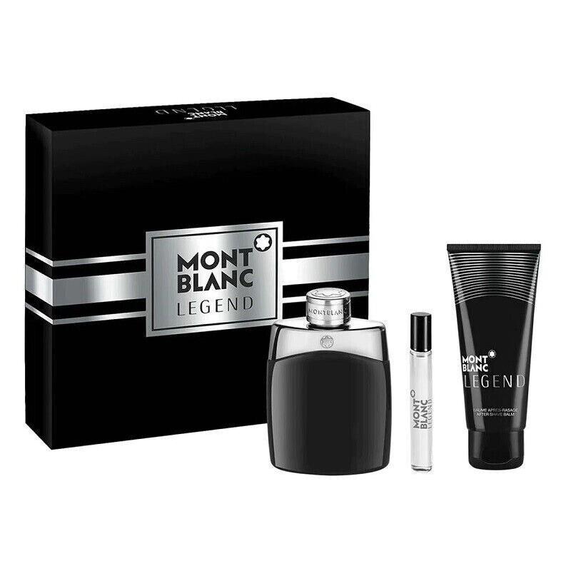 Montblanc Mont Blanc Legend Men 3 Pieces Set 3.3 oz 0.25 oz Edt Spray Shower Gel 3.3oz