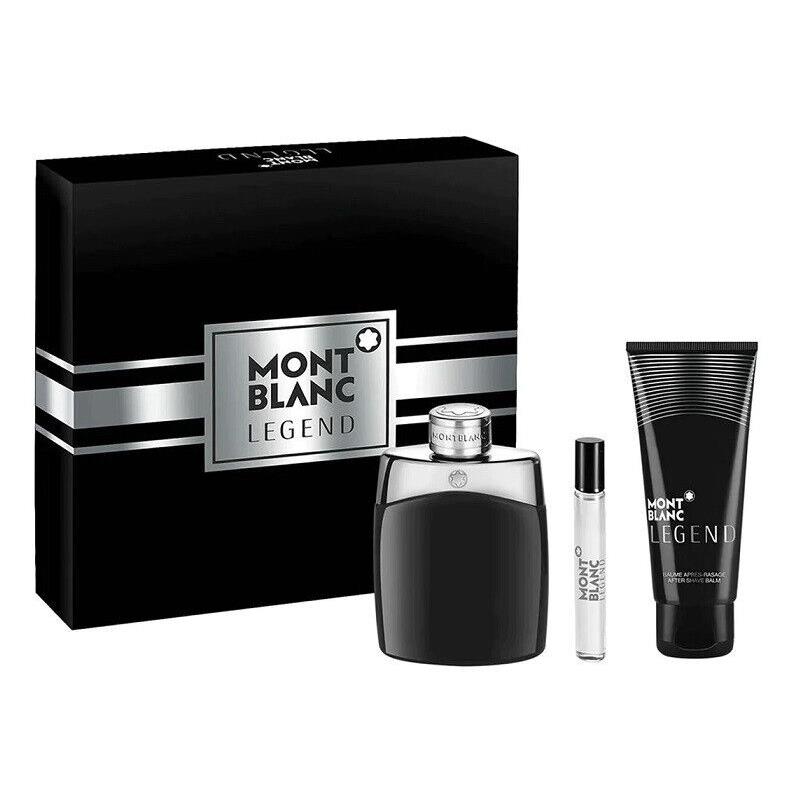 Montblanc Mont Blanc Legend Men 3 Pieces Set 3.3 oz 0.25 oz Edt Spray Shower Gel