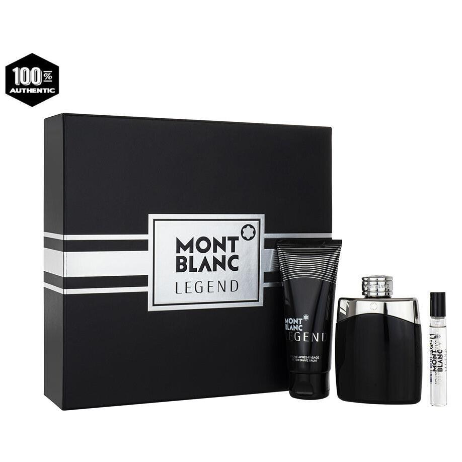 Montblanc Mont Blanc Legend 3 Pc Gift Set For Men -3.3 oz Edt Sp+3.3 oz A/S/B+0.5 oz Edt