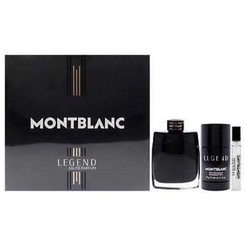 Montblanc Mont Blanc Mont Blanc Legend 3 Pc Gift Set 3.3oz Edp Spray 0.25oz Edp Spray