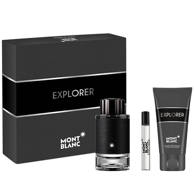 Montblanc Explorer Mont Blanc Men 3 Pcs Set 3.3 oz 0.25 oz Edp Spray 3.3 oz Shower Gel