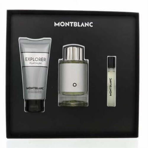 Montblanc Mont Blanc Explorer Platinum Men 3 Piece Gift Set - 3.3 Oz Eau De Parfum