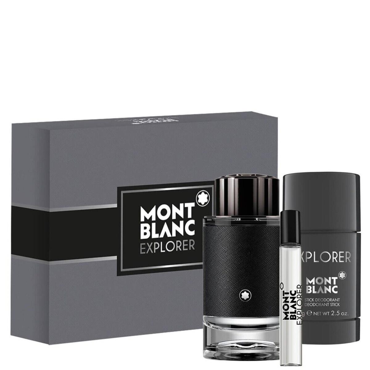 Montblanc Mont Blanc Explorer 3PC Gift Set - 3.4OZ Edt + 3.4OZ Shower Gel + 0.25OZ Edt
