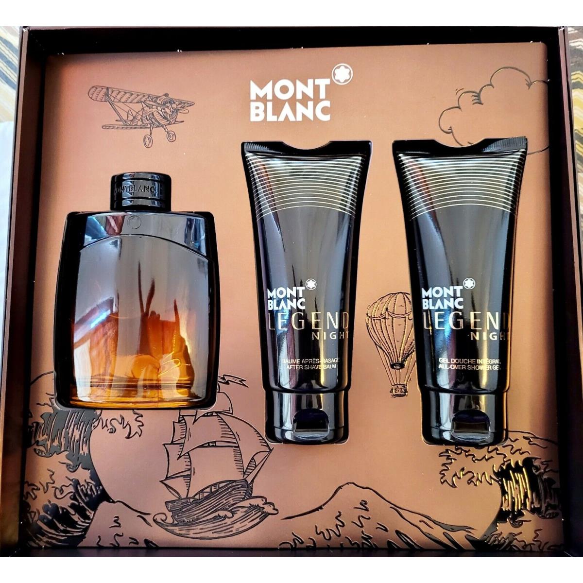 Montblanc Mont Blanc Legend Night 3 Piece Gift Set Edp Spray 3.3 OZ For Men