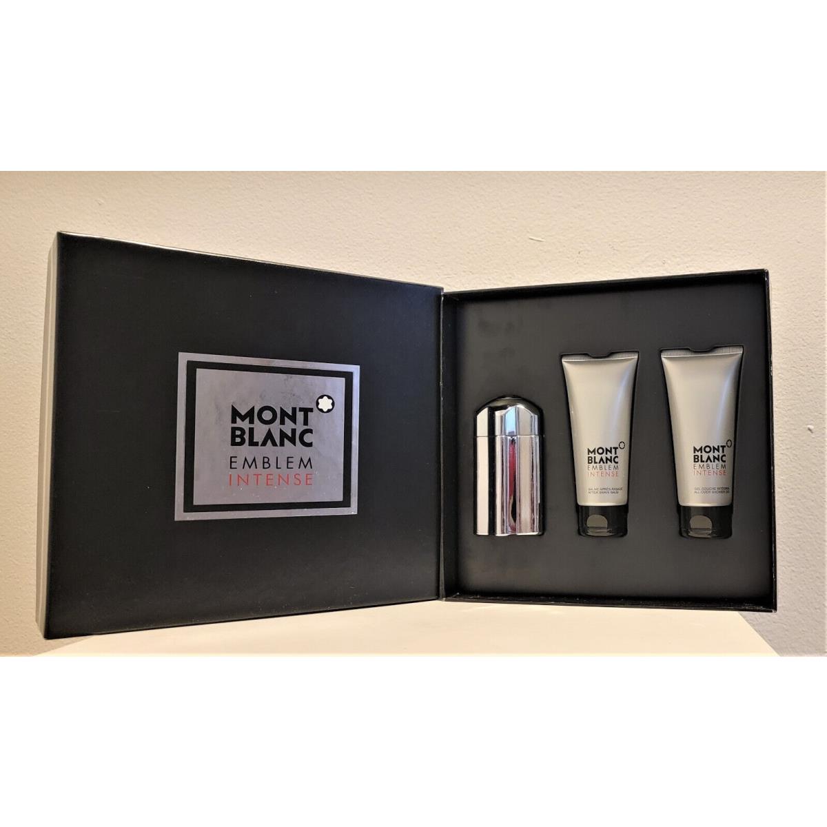 3pc Set Montblanc Emblem Intense 3.3oz Edt +3.3 A/s + S/g Cologne For Men Homme