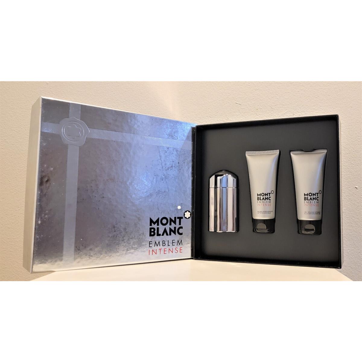 Montblanc 3pc Set Mont Blanc Emblem Intense 3.3oz Edt +3.3 A/s +s/g Cologne For Men Homme