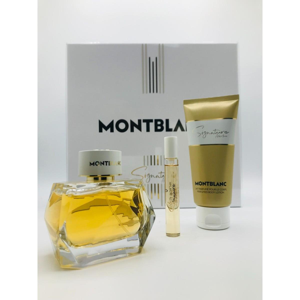 Montblanc Mont Blanc Signature Absolue Women 3pc Set Parfum Spray 3.0 oz Lotion 3.3 Mini