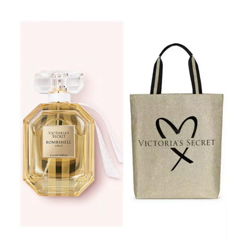 Victoria`s Secret Bombshell Gold Eau de Parfum 1.7 Fl.oz. and VS Tote Bag