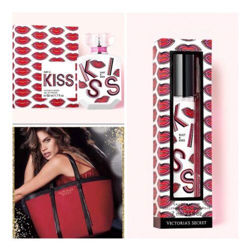 Victoria s Secret Just A Kiss Eau de Parfum 1.7 Fl.oz. / Rollerball / Tote Bag