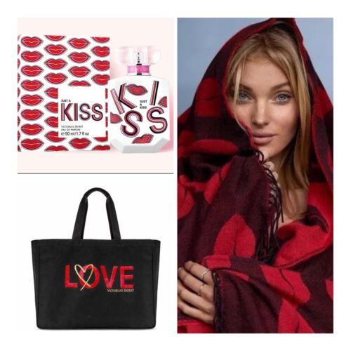 Victoria s Secret Just A Kiss Eau de Parfum 1.7 Fl.oz. / VS Tote Bag / Blanket