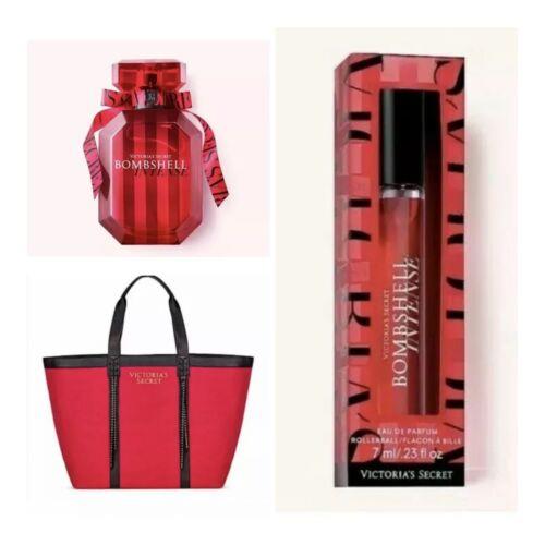 Victoria`s Secret Bombshell Intense Eau de Parfum 1.7 Oz. /rollerball /tote Bag