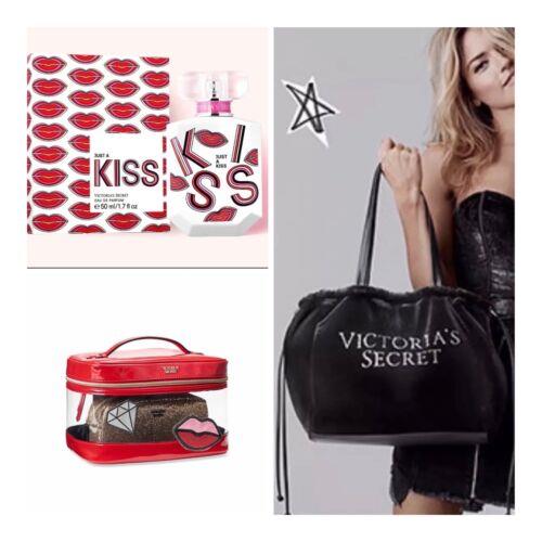 Victoria s Secret Just A Kiss Eau de Parfum 1.7 Fl.oz. / Train Case / Tote Bag