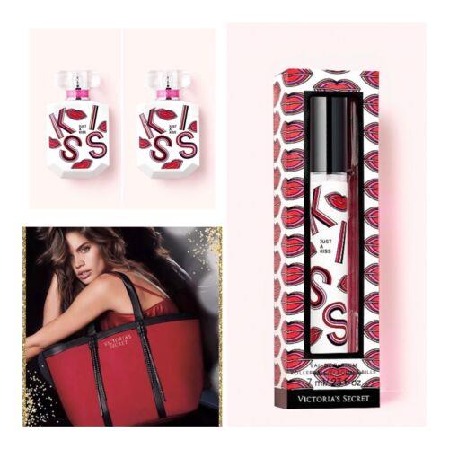 Victoria s Secret Just A Kiss Eau de Parfum 1.7 Fl.oz 2 /rollerball /tote Bag