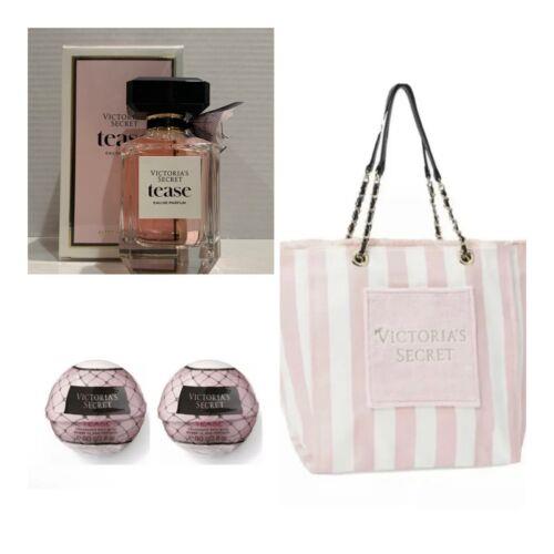 Victoria`s Secret Tease Eau de Parfum 3.4 Fl.oz. / Bath Bombs 2 / Tote Bag