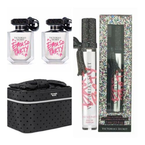 Victoria`s Secret Eau SO Party Eau de Parfum 1.7 oz 2 /rollerball /train Case