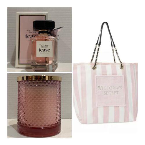 Victoria`s Secret Tease Eau de Parfum 3.4 Fl.oz. / Candle / Tote Bag