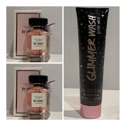 Victoria`s Secret Tease Eau de Parfum 3.4 Fl.oz. 2 and Glimmer Body Wash