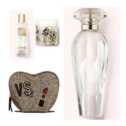 Victoria`s Secret Heavenly Edp 3.4 Fl.oz. / Shimmer Mist / Body Polish / Bag