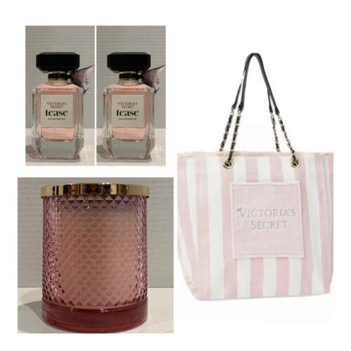 Victoria`s Secret Tease Eau de Parfum 3.4 Fl.oz. 2 / Candle / Tote Bag