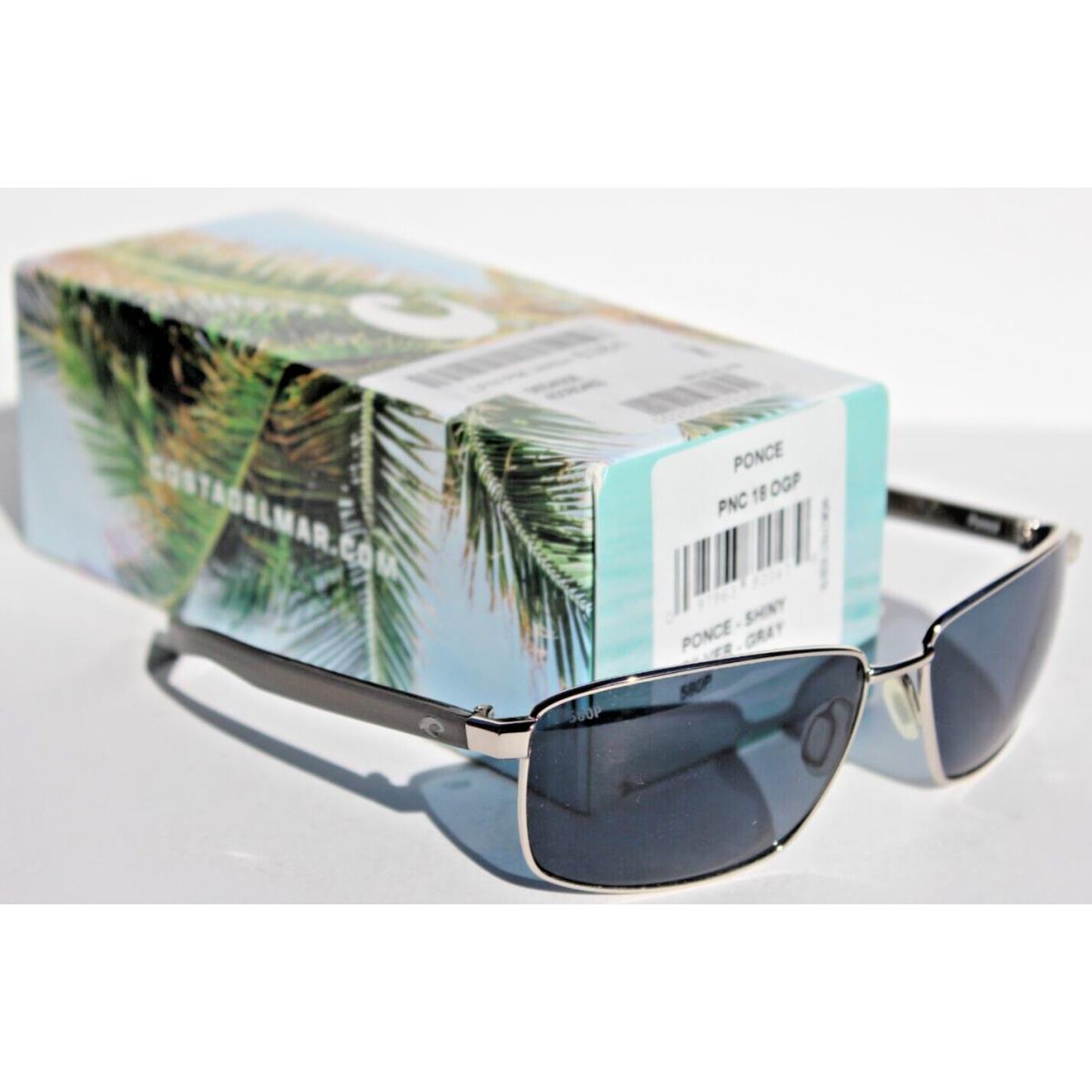 Costa Del Mar Ponce Polarized Sunglasses Shiny Silver/gray 580P