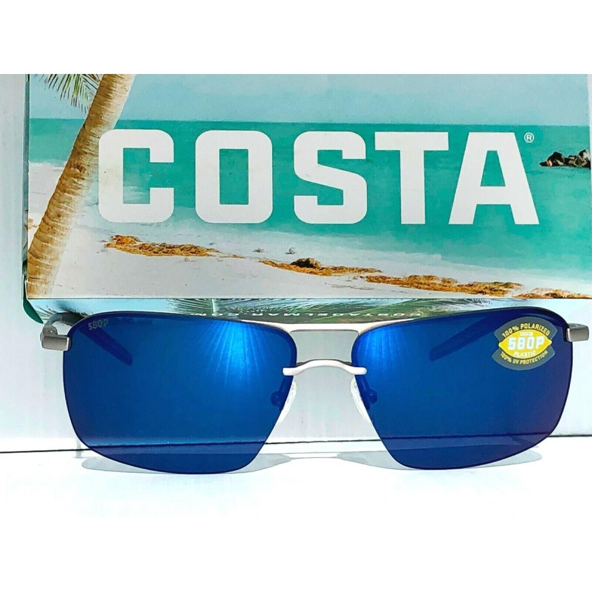 Costa Del Mar Skimmer Matte Silver Polarized Blue Mirror 580P Sunglass Skm 228