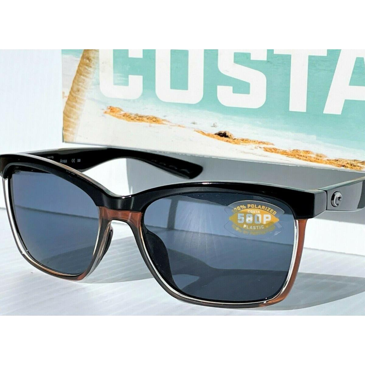 Costa Del Mar Anaa Black Brown Polarized Gray Women`s Sunglass Ana 107