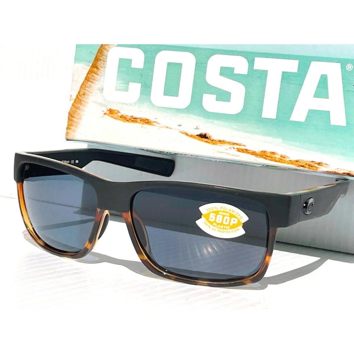 Costa Del Mar Half Moon Matte Black Tort Polarized Gray 580P Sunglass Hfm 181