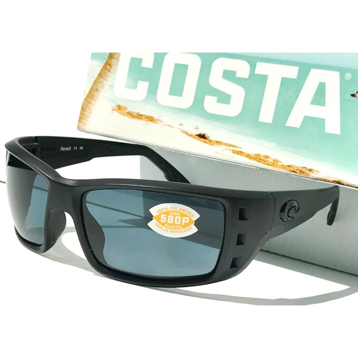 Costa Del Mar Permit Matte Blackout Polarized Gray 580P Lens Sunglass PT 01