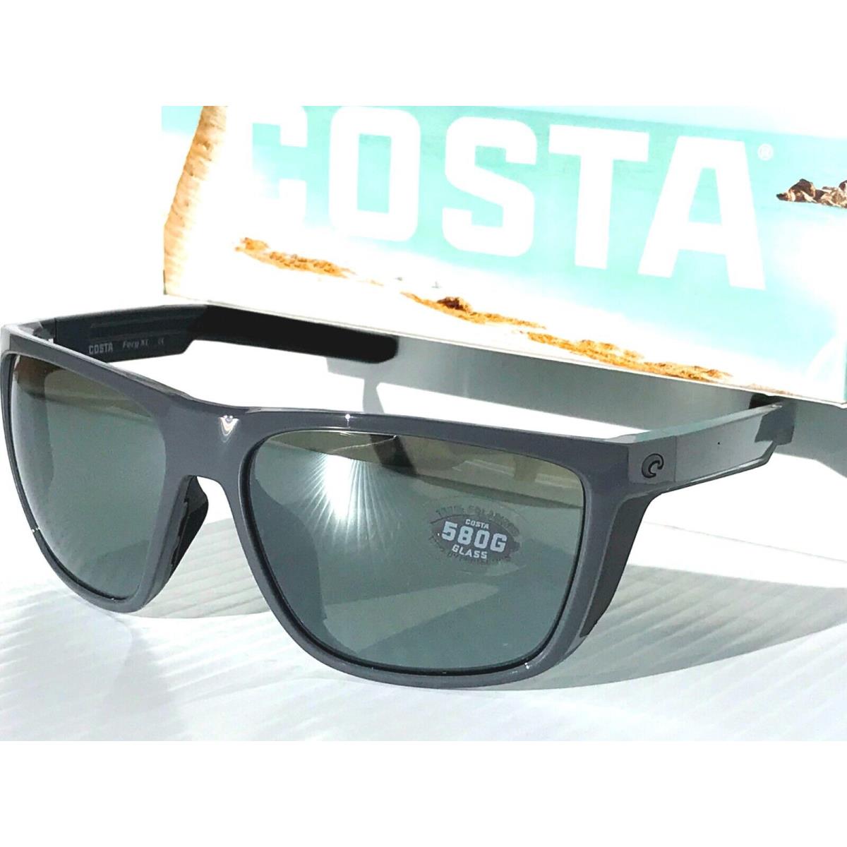 Costa Ferg XL Shiny Gray Polarized Gray Mirror 580G Glass Sunglass 901210