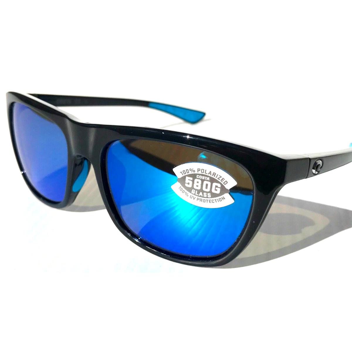 Costa Del Mar Cheeca Shiny Black Polarized Blue 580G Glass Sunglass Cha 11