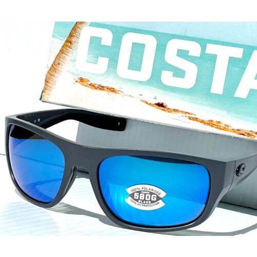 Costa Del Mar Tico Matte Gray Polarized Blue 580G Glass Lens Sunglass Tco 98