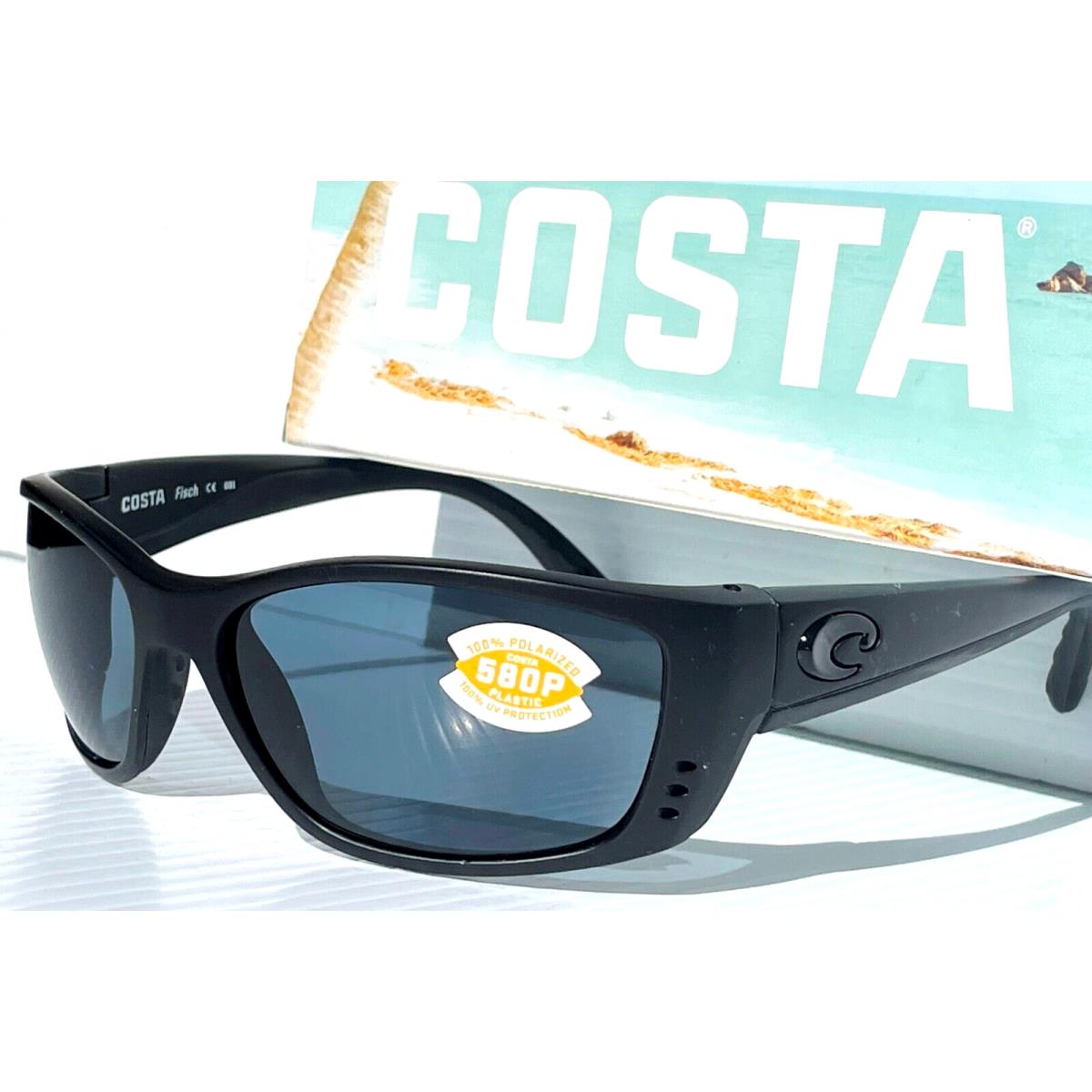 Costa Del Mar Fisch Blackout Polarized Grey Lens 580P Sunglass FS 01