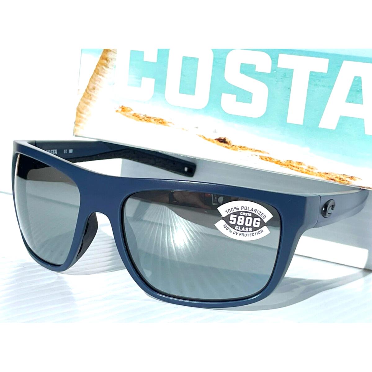 Costa Broadbill Matte Blue Polarized Silver Mirror 580 Glass Sunglass Brb 14