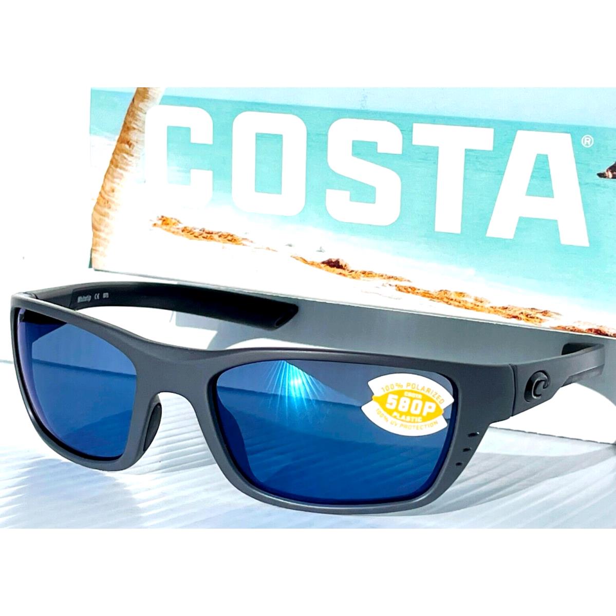 Costa Del Mar Whitetip Matte Grey Polarized Blue Mirror 580P Sunglass Wtp 98