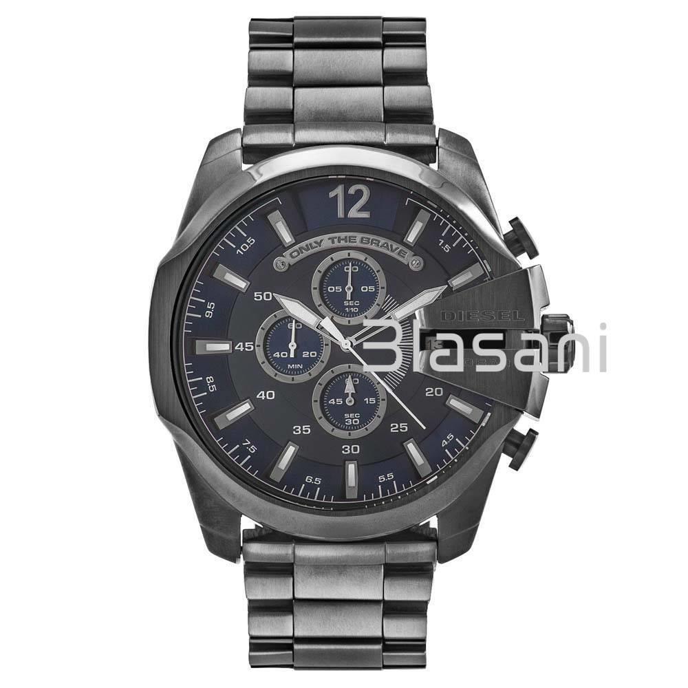 Diesel DZ4329 Mens Mega Chief Gunmetal Blue Dial Chrono Watch 59X51mm