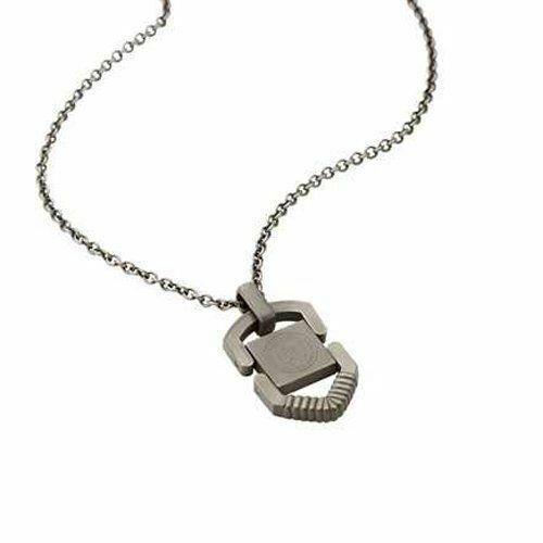 Diesel Gray Silver Tone Chain+totemic Pendant Necklace DX0516