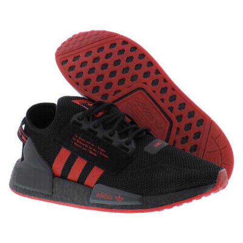 Adidas NMD_R1 V2 Mens Shoes - Core Black/Vivid Red/Carbon, Main: Black