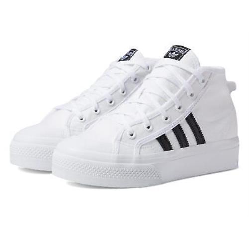 Girl`s Shoes Adidas Originals Kids Nizza Platform Little Kid - White/Black/White