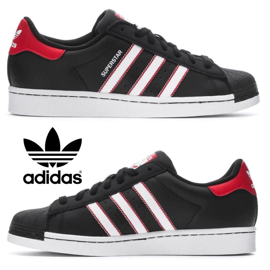 Adidas Originals Superstar Men`s Sneakers Comfort Sport Casual Shoes Black - Black, Manufacturer: Core Black/White/Better Scarlet