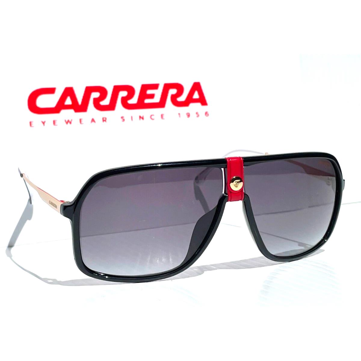 Carrera Polished Black Gold Red Grey Gradient Lens Sunglass 1019/S