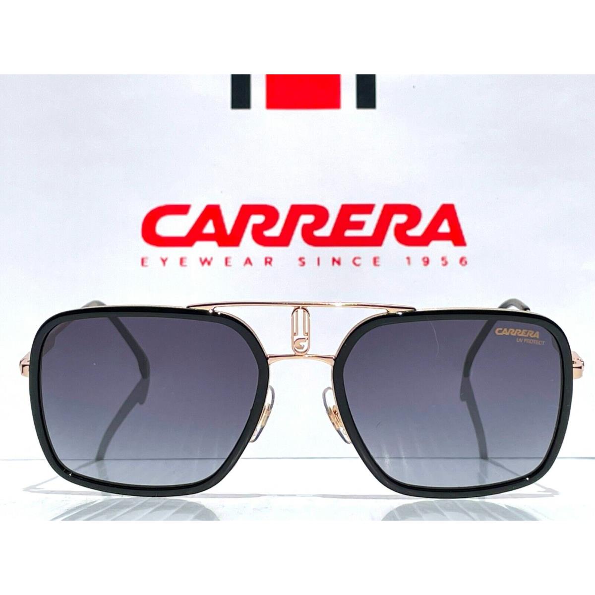 Carrera Polished Black Gold Pilot Grey Gradient Lens Sunglass 1027/S