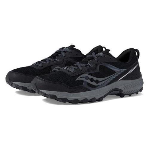 Saucony Men`s Breathable Trail Running Sneakers Medium and Wide EE Black