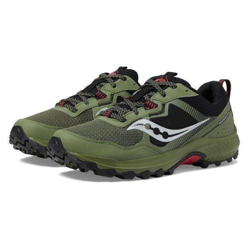 Saucony Men`s Breathable Trail Running Sneakers Medium and Wide EE Green