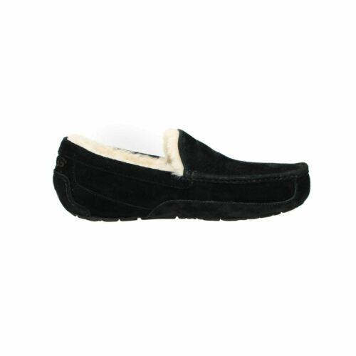 Ugg Ascot Wide Black Suede Moccasin Sheepskin Men`s Slippers Shoes Size US 11