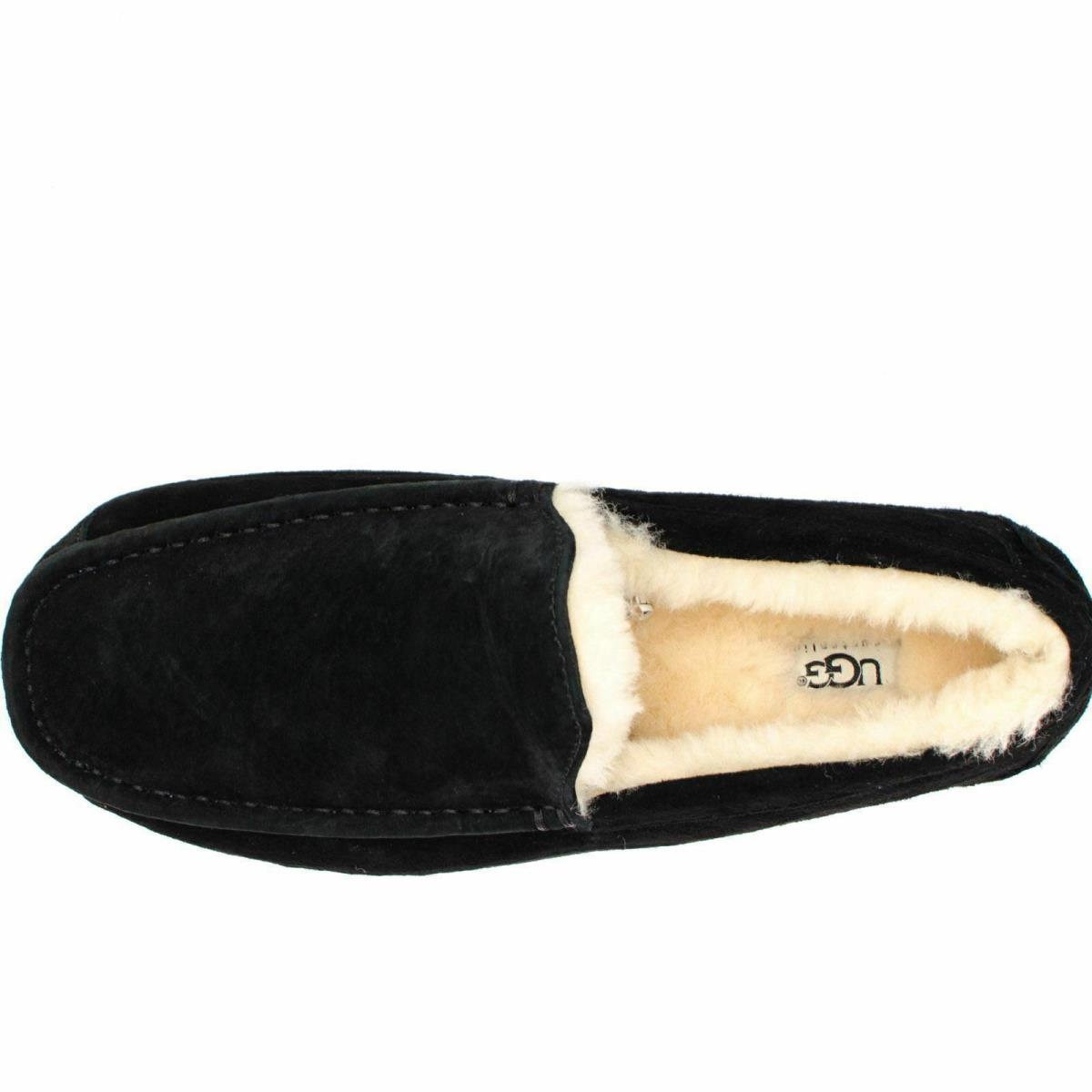 Ugg Ascot Black Suede Moccasin Sheepskin Men`s Shoes Slippers Size US 11