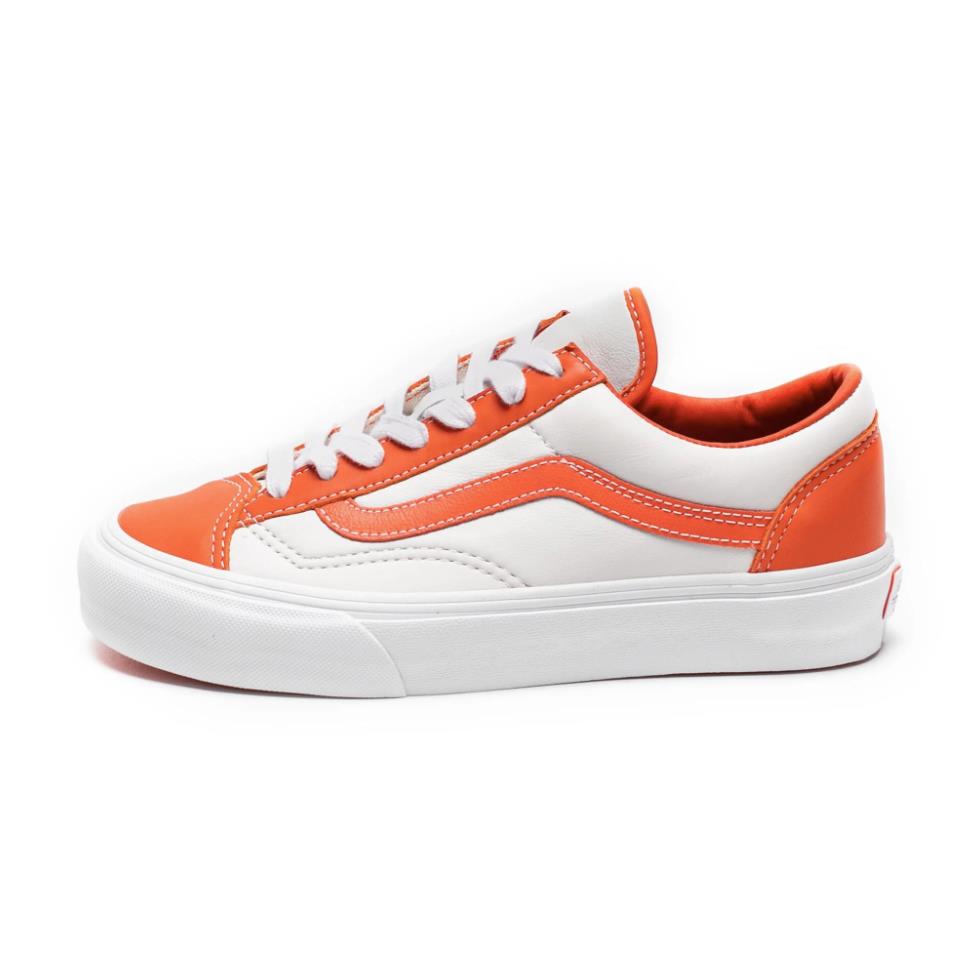 Vans OG Style 36 Vlt LX Low `white Orange` VN0A5FC3A1I Men`s 8-12 Skate Leather - Orange/True White