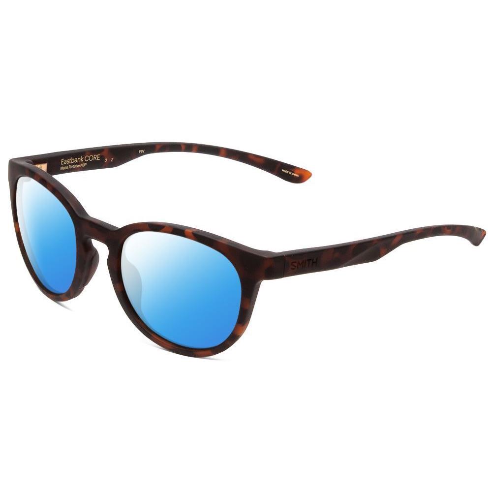 Smith Eastbank Round Polarized Sunglasses in Matte Tortoise 52 mm 4 Lens Options Blue Mirror Polar